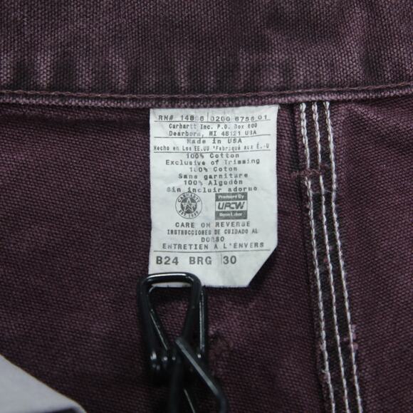 RARE Vintage Carhartt B24 BRG Burgundy Purple Carpenter Shorts 29.5x7.25 - Picture 13 of 13